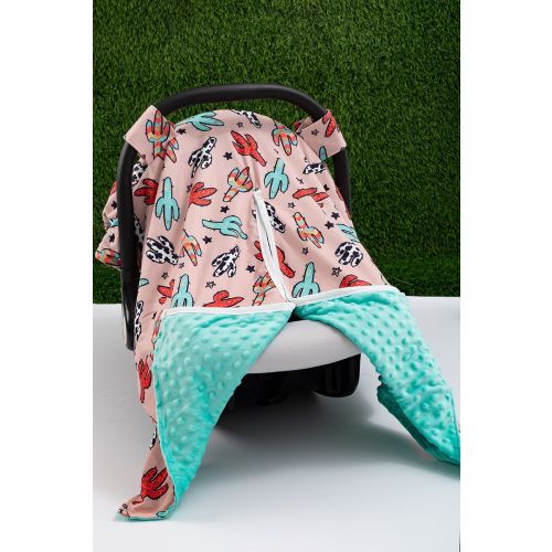Cow Print, Cactus, Serape, Cowboy, Western, Rodeo, Minky Baby Boy Car Seat Cover