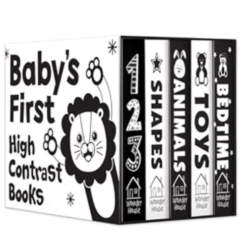 Baby’s First High-Contrast Books Boxed Set [Box Set of 5] - Age Group: 0+ / Black and White Tummy Time Books /Illustrated Board Book for Kids/Toddlers / (High Contrast Board Books)