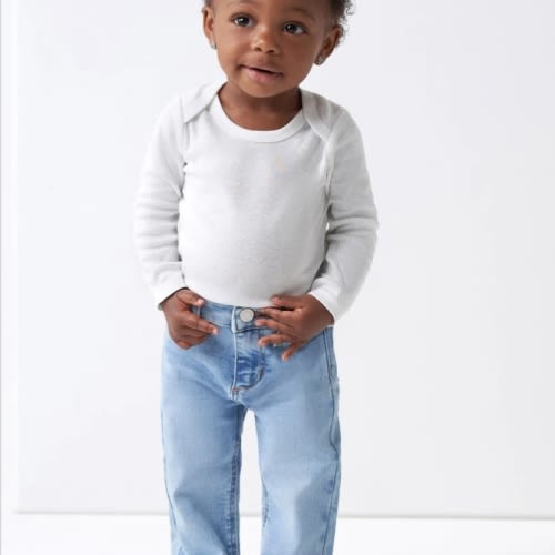 Baby Neutral Light Blue Straight Fit Denim Jeans With Elastic Back – Gerber Childrenswear
