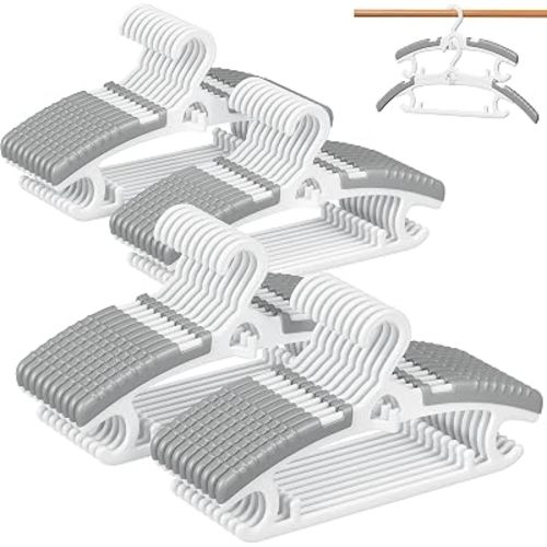 CTIME 40 Pack White Plastic Adjustable Baby Clothes Hangers, 11-14 Inch