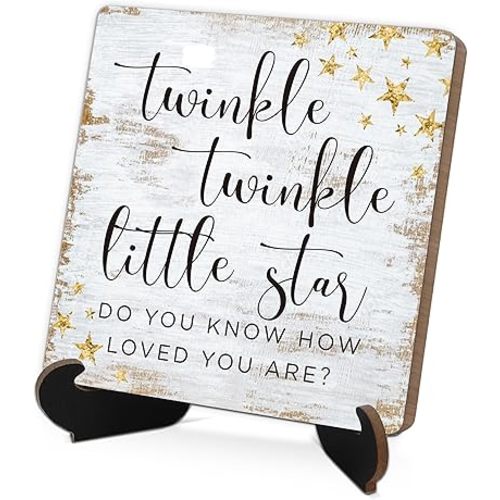 Twinkle Twinkle Little Star Daycare Wall Decor,Decorar Habitacion,Boy & Girl Wall Decor,Wooden Board Decoration With Stand,Decorative Signs & Plaques,Wooden Signs,Baby Shower Decorations,L2