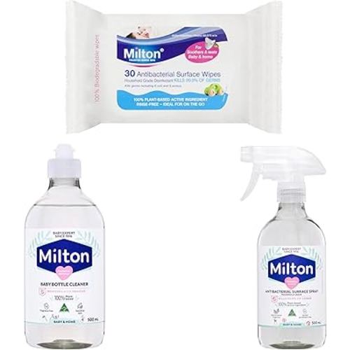 Milton Essentials Value Pack - Bottle Cleaner, Surface Wipes and Antibacterial Spray