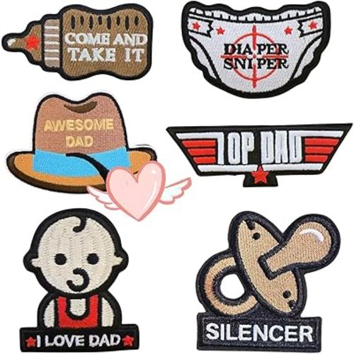 6Pcs Daddy Morale Tactical Funny Embroidered Patch Baby Gear Patches with Hook and Loop, Humorous Military Father Repair Patches Appliques for Backpacks, Bags, Clothes, Hats, Vests