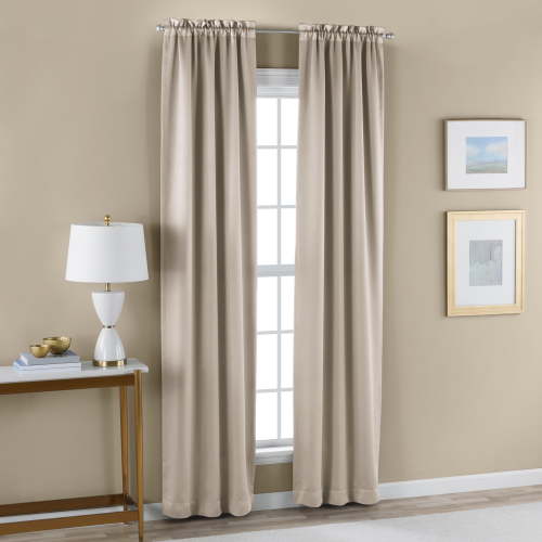 Mainstays Solid Blackout Curtain Panel Pair, Set of 2, Beige, 30”W x 95”L