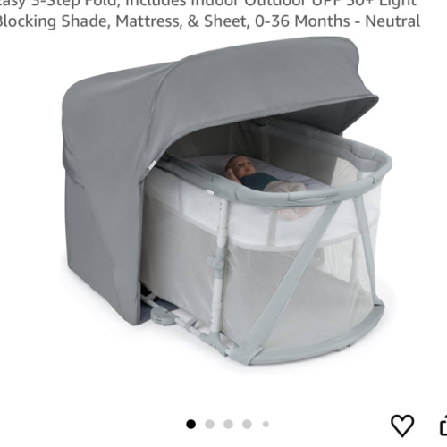 Ingenuity Dream Retreat 3-in-1 Portable Bassinet & Playard, Easy 3-Step Fold, Includes Indoor Outdoor UPF 50+ Light Blocking Shade, Mattress, & Sheet, 0-36 Months - Neutral