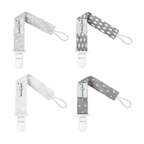 babygoal Baby Neutral Pacifier Clips, 4 Pack Binky Paci Holder and Leash Fits for Most Pacifier and Binkies