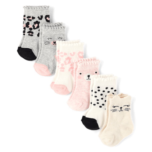 Baby Girls Cat Midi Socks 6-Pack - Multi