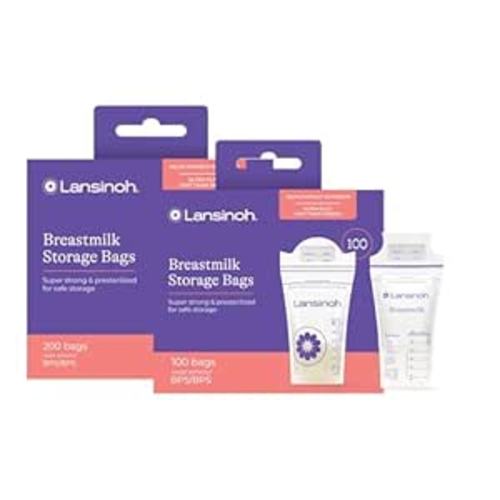 Lansinoh Breastmilk Storage Bags, 300 Count, Baby Essentials, Fast Freeze & Thaw Breast Milk Bags for Baby Bottle Feeding, Superior Strength & Stretch, 6 Ounce
