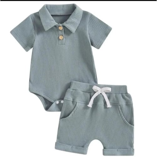 Little Eedie | Baby Boy Set | Liam Polo Romper Set Blue