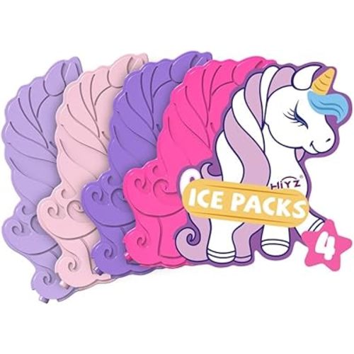 HiYZ Unicorn Ice Packs for Lunch Boxes - Reusable Kids Ice Packs - Quick Freeze, Space Saving, Long-Lasting Cooler for Lunch Box, Thin Ice Packs Ideal for Travel, Picnics, and School