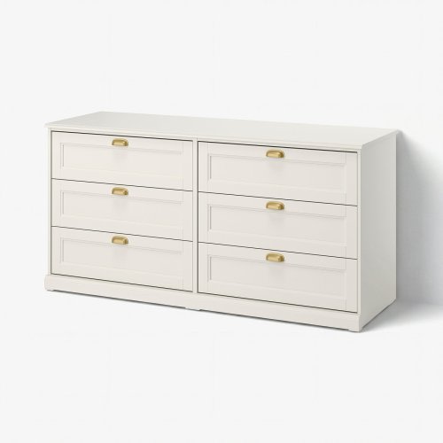 FÅGELFJÄLLET 6-drawer dresser - off-white 63x20 1/8x30 3/4 "