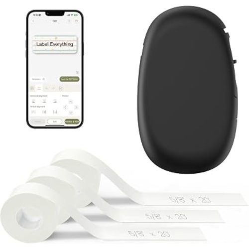 SUPVAN E10 Bluetooth Label Maker Machine with 3 Tapes, Black Bundle