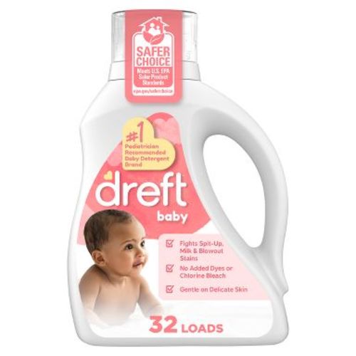 Dreft Original Stage 1: Newborn Hypoallergenic HE Liquid Laundry Detergent 42 fl oz/32 Loads for Sensitive Skin, Dermatologist Tested