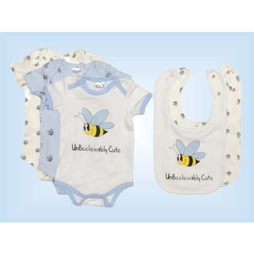 Baby Boy UnBEElievably Cute Bee Onesie and Bib 5-Piece Set, Sizes 3-18 Months