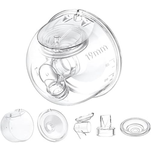 One Full Set Milk Collector Cup 19mm Only Compatible with Momcozy S12 Pro/S9 Pro Breast Pump NOT for S9/S12, S12 Pro/S9 Pro Wearable Breast Pump Replacement Parts with 19mm Flange