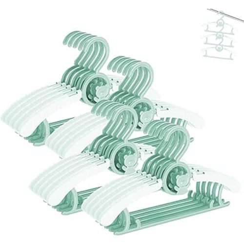 HGYZE Baby Nursery Closet Hangers, Ultra-Thin Non-Slip and Extendable Laundry Infant Pant Hanger for Newborn Clothes -20pcs Green Gifts- Adjustable Children Coat Hanger for Girl Boy Toddler Kids Child