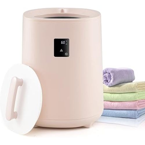 Giantex Towel Warmer, 18L Large Towel Heater with LED Display & Auto Shut Off, Blanket Warmer for Bathroom, Home Spa, Fits 2 40" x 70" Oversized Towels, Bathrobes, Blankets or Clothing (Pink)