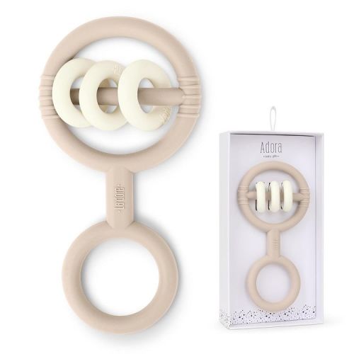 Silicone Baby Rattle Teething Toys - Cute Shaped Teething Relief for 0-6 Months, Easy to Clean Teether Ring - Newborn Essentials (Saddle)