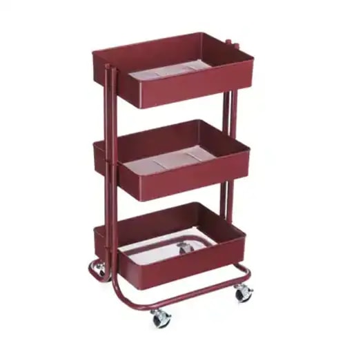 Lexington 3-Tier Rolling Cart by Simply Tidy®, Color: Matte Cranberry | Michaels