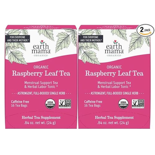 Earth Mama Organic Red Raspberry Leaf Tea | Labor Prep & Menstrual Support Herbal Tea, Pregnancy & Postpartum Care Recovery | 32 Teabags | Caffeine Free & Non-GMO