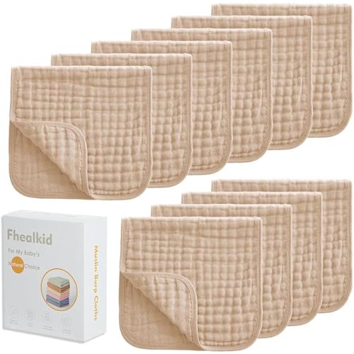 Muslin Burp Cloths Sets Newborn Baby Boy Essentials Must Haves 100% Cotton 10 Pack 22" X 10",6-Layer Baby Bibs & Burp Cloths for Baby Drool and Messes - Soft, Safe & Gentle for Boys & Girls Multi