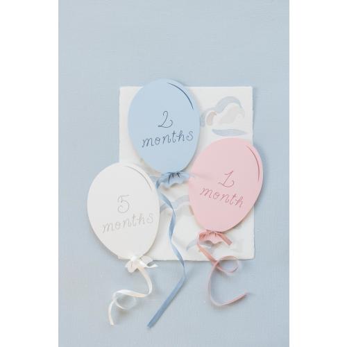 Balloon Baby Monthly Milestone Cards | Pink, Blue, or White | 1-12