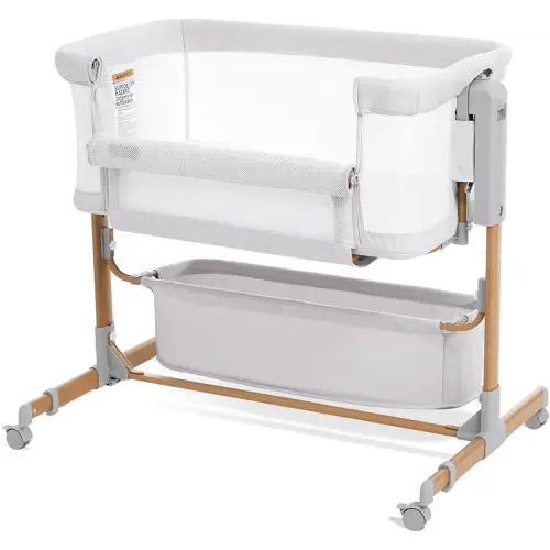 Baby Bassinet Bedside Sleeper, 3-in-1 Rocking Bassinet for Baby with 6-Level Height Adjustable, 4 Wheels & Breathable Mesh Walls, Portable Bedside Bassinet with Mattress for Newborn