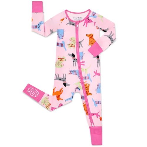 babee Reshinee Bamboo Viscose Convertible Baby Footies Pajamas, footies for babies, Zipper Pajamas Baby Girls 0-24M