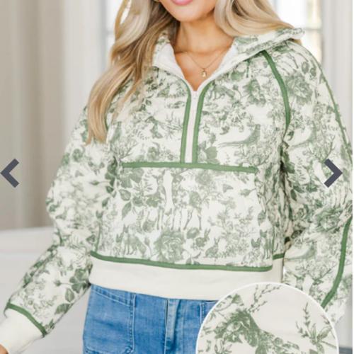 Always Direct Olive Green Toile Pullover - Size Medium