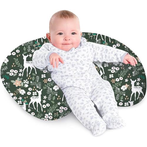 Little Grape Land Nursing Pillow for Infants, Breastfeeding Pillows, Baby Support Pillow for Nursing, Bottle Feeding, Tummy Time with Machine Washable Cover & Breathable Filling (Forest Deer)