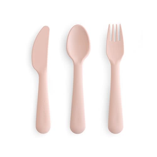 mushie Dinnerware Cutlery Set of 3 For Kids | Made in Denmark (Blush)