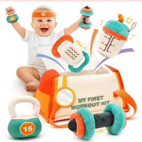 Workout Plush Toy with Rattle for Toddlers