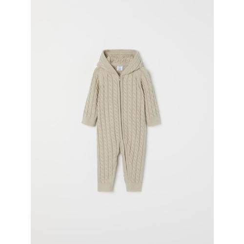 CABLE KNIT GOTS SWEATER ROMPER (1-12MOS)-31392