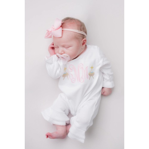 Girls Christmas Outfit, Toddler Girls Christmas outfit, Personalized Christmas shirt, monogrammed Christmas romper, sk creations, manger