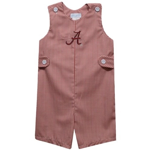 Alabama Crimson Tide Vive La Fete Infant Gingham Jon Jon Romper - Crimson