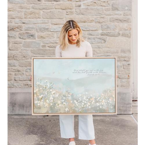 You Shall Go Out With Joy Nursery Wall Art, Isaiah 55:12 Scripture Print, Peaceful Floral Christian Artwork, Baby Room Faith Decor