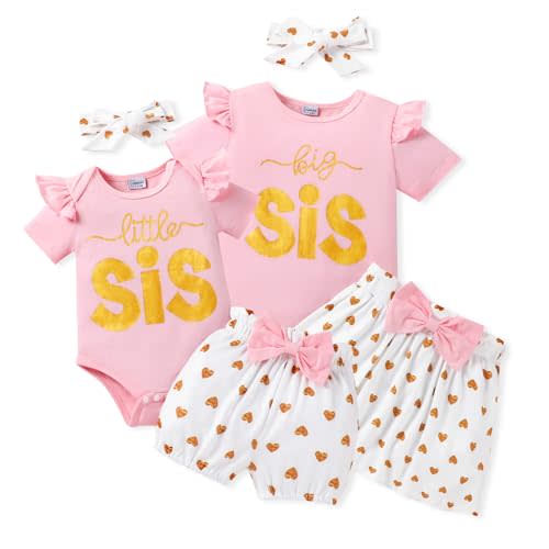 Big Sister Little Sister Matching Outfits for Girls Baby Toddler Girl Clothes Skirt Set 3Pcs