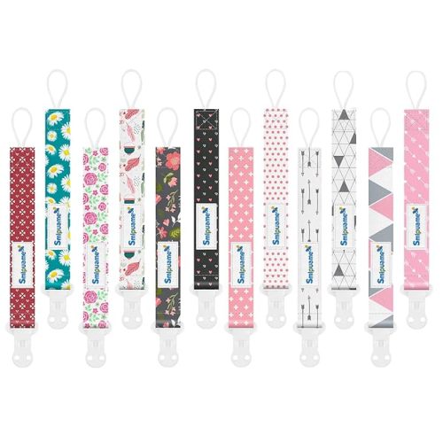 Smlpuame Baby Pacifier Clip for Boys Girl,6 Pack Stylish Binky Clips Strap,Paci Holder with Clips Universal Lightweight Fits Most Pacifiers Teeher Toy Teething Ring Soothie,Baby Gifts(Dinosaur-2)