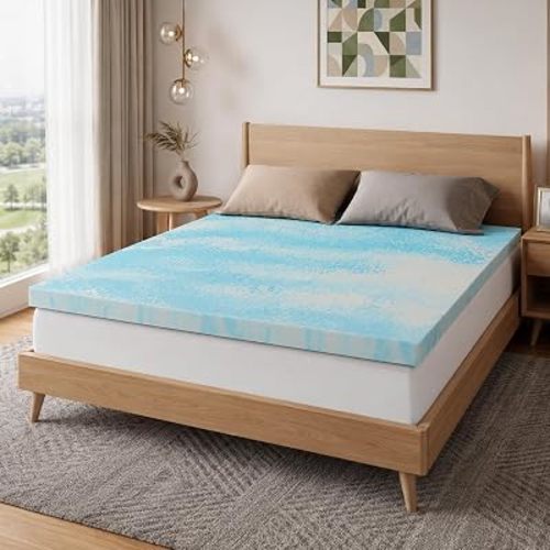 Novilla Queen Memory Foam Mattress Topper, 2 Inch Cooling Gel Foam Topper for Pressure Relief & Comfort, Slow Rebound Support, CertiPUR-US Certified, RV Sofa
