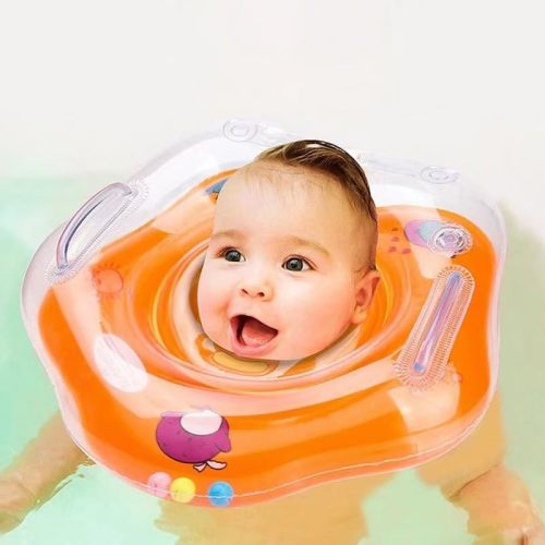 Baby Pool Float 2-36 Months Baby Pool Float with Bell,Infant Pool Swim Float, armrest Kids Baby Swimming Ring Inflatable Pool Floating Round Pool Children Toy Float
