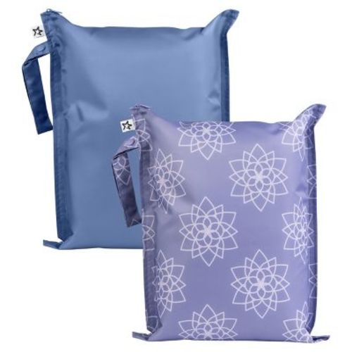 Tiny Twinkle Mess-Proof Waterproof Washable Baby/Toddler Wet Bags for Diapers, Swimsuits and Travel (Lotus)