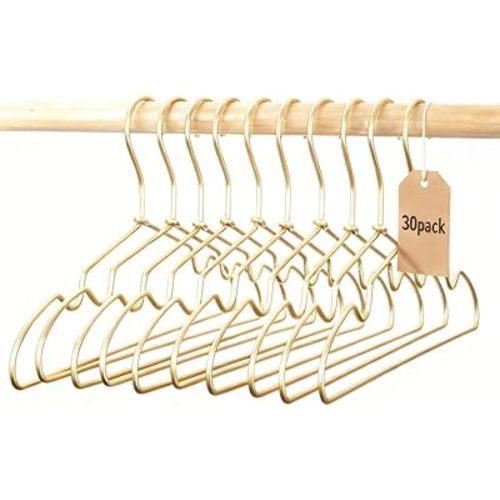 12.6" Matte Gold Metal Kids Baby Hangers, 30Pack, Non Slip, Suit for Coated Wire Children Clothes Hangers Closet Storage, Retail Display Space Saving for Toddler Coats Infant Hangers