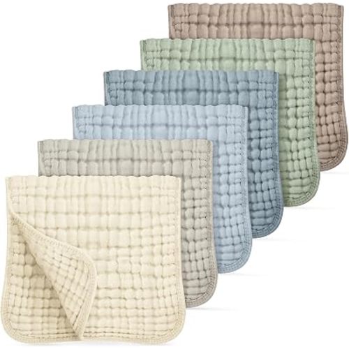 Looxii Muslin Baby Burp Cloths, Absorbent Brup Rags 6 Pack Set for Baby