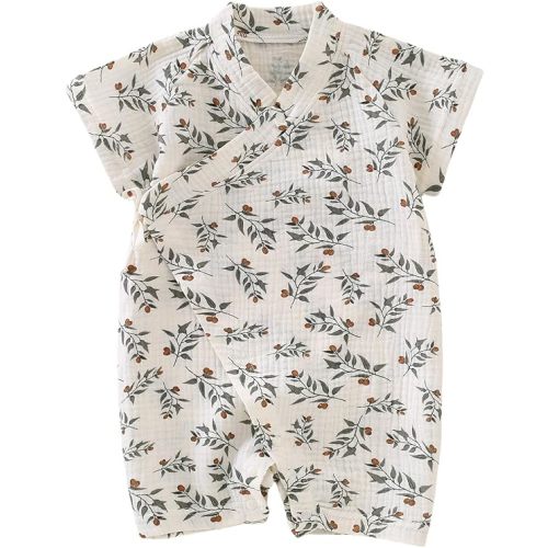 BINIDUCKLING Baby Kimono Cotton Muslin Romper Clothes Newborn - 24 Months