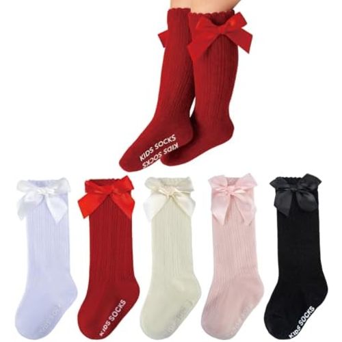 Baby Knee High Socks Non Slip Newborn Infant Toddlers Girl Stockings Cotton Bow Ruffle Long Socks Infant Dress Sock