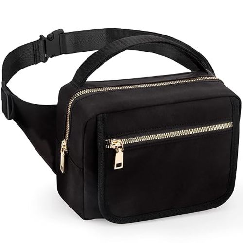Small Diaper Bag with Portable Changing Pad, Crossbody Women Waist Bag with Wipes Pocket for Travel, Stroller Fanny Pack, Black