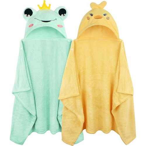 Toddler Bath Towel Hooded Kids Towel Bath Baby Towels with Hood for Boy Girl 0-5 Years, 2-Pack Soft Absorbent Baby Bath Towels Toddler Towels, Large Thick 50''x32'' Kids Hooded Towel for Toddlers