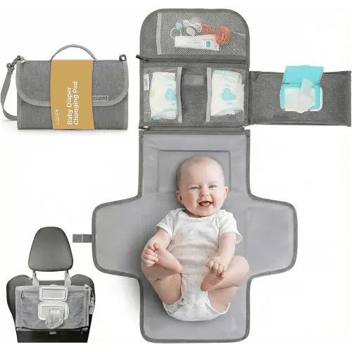 Portable Changing Pad – Waterproof Foldable Diaper Changing Pad with Wipes Pocket, Soft Travel Changing Mat for Baby, Compact & Easy to Clean Newborn Gift