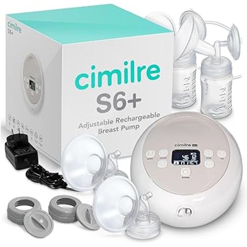 Cimilre S6+ Adjustable Rechargeable Breast Pump, Customizable Pump Sessions with Multiple Cycle Speeds & Hospital Strength Suction Levels, Double Electric Breast Pump