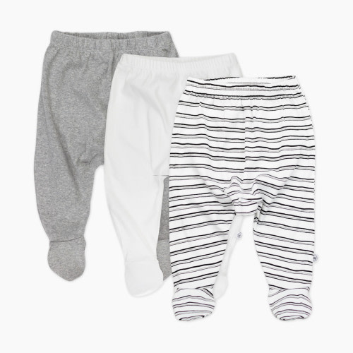 Honest Baby Clothing 3-Pack Organic Cotton Footed Harem Pants - Sketchy Stripe, Newborn